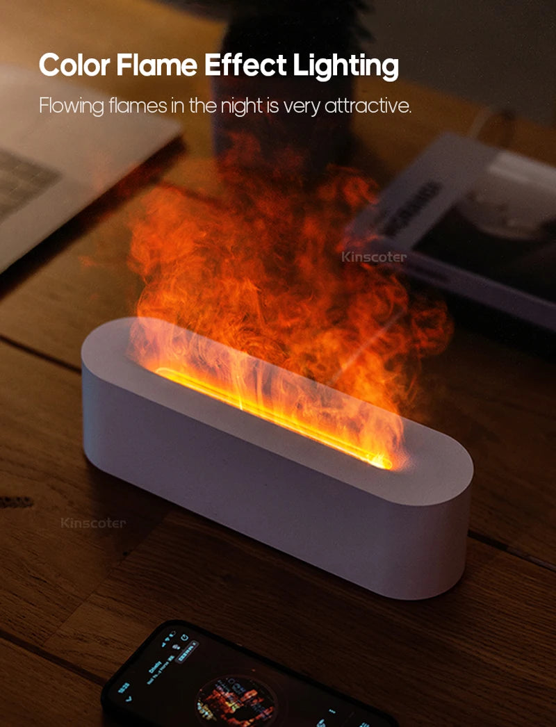 Simulation Colorful Flame Aroma Diffuser Air Humidifier Aromatherapy Essential Oil Timing Ultrasonic Cool Mist Maker Fogger
