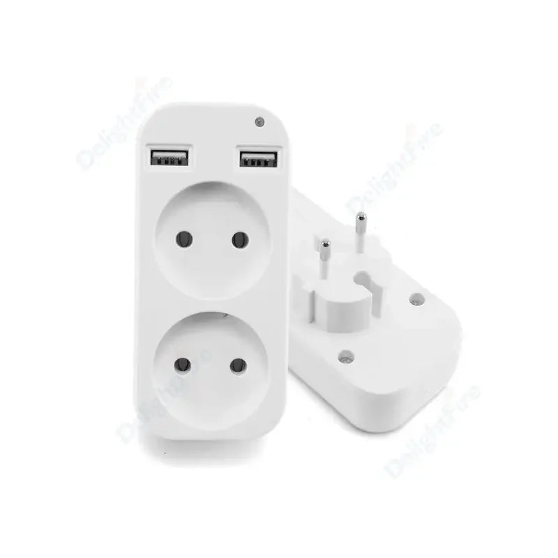 EU Plug Adapter Wall Outlet USB 1 To 2 Way European Standard Extender Socket With 2 USB Port Power Strip AC Convert Adaptor