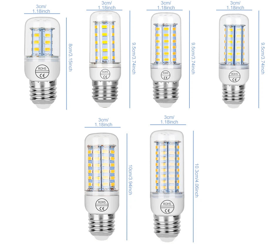 15W E27/E26 LED Corn Bulb AC220V E14 Ceiling Lamp GU10 Chandelier B22 Spotlight G9 Balcony Home Office Meeting Indoor Lighting