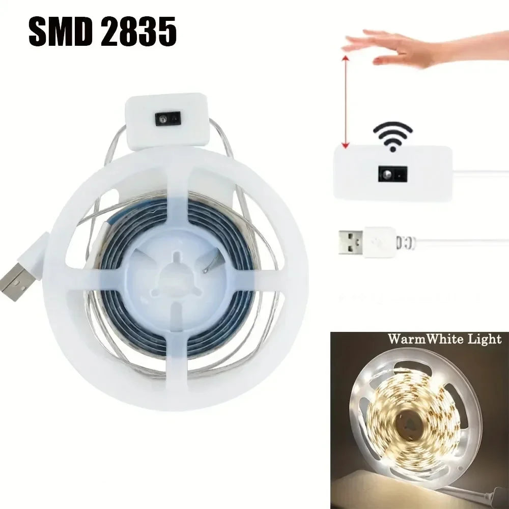 LED Strip Light Hand Sweep Sensor 5V USB 2835 Dimmable Diode Lights TV Backlight Festoon Cabinet Lamp Home Decoration Lighti