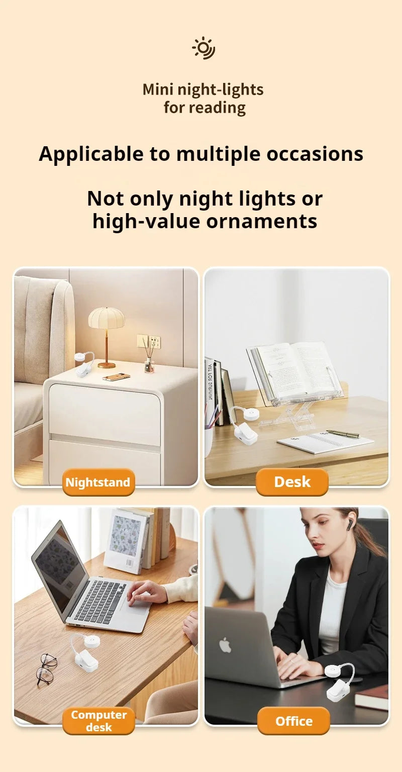 Mini LED Reading Book Light Table Lamp 3 Modes Adjustable Eye Protection Clip-On Study Reading Lamp for Travel Bedroom Book