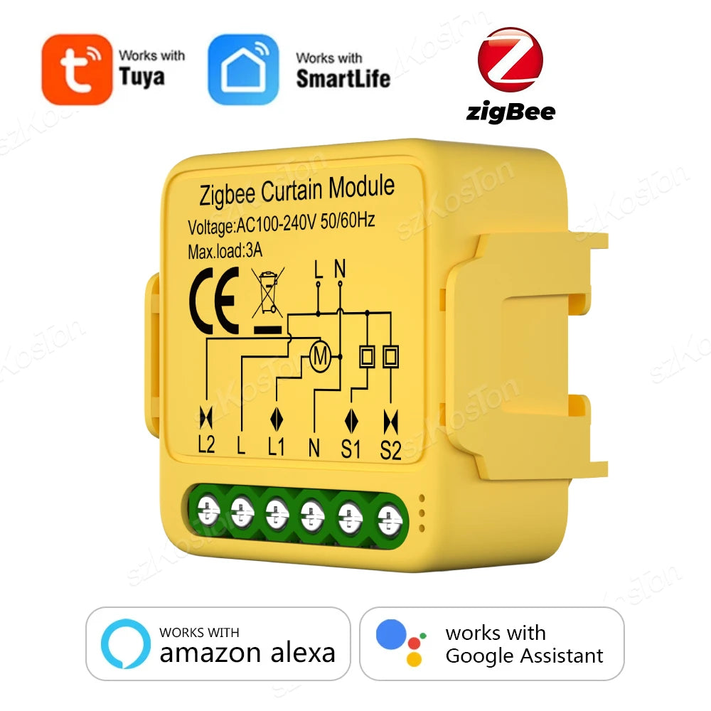 Tuya Curtain Motor Smart Switch ZigBee WiFi RF433 3 Options Roller Blinds Shutter Motor Switch Controller Voice for Alexa Google