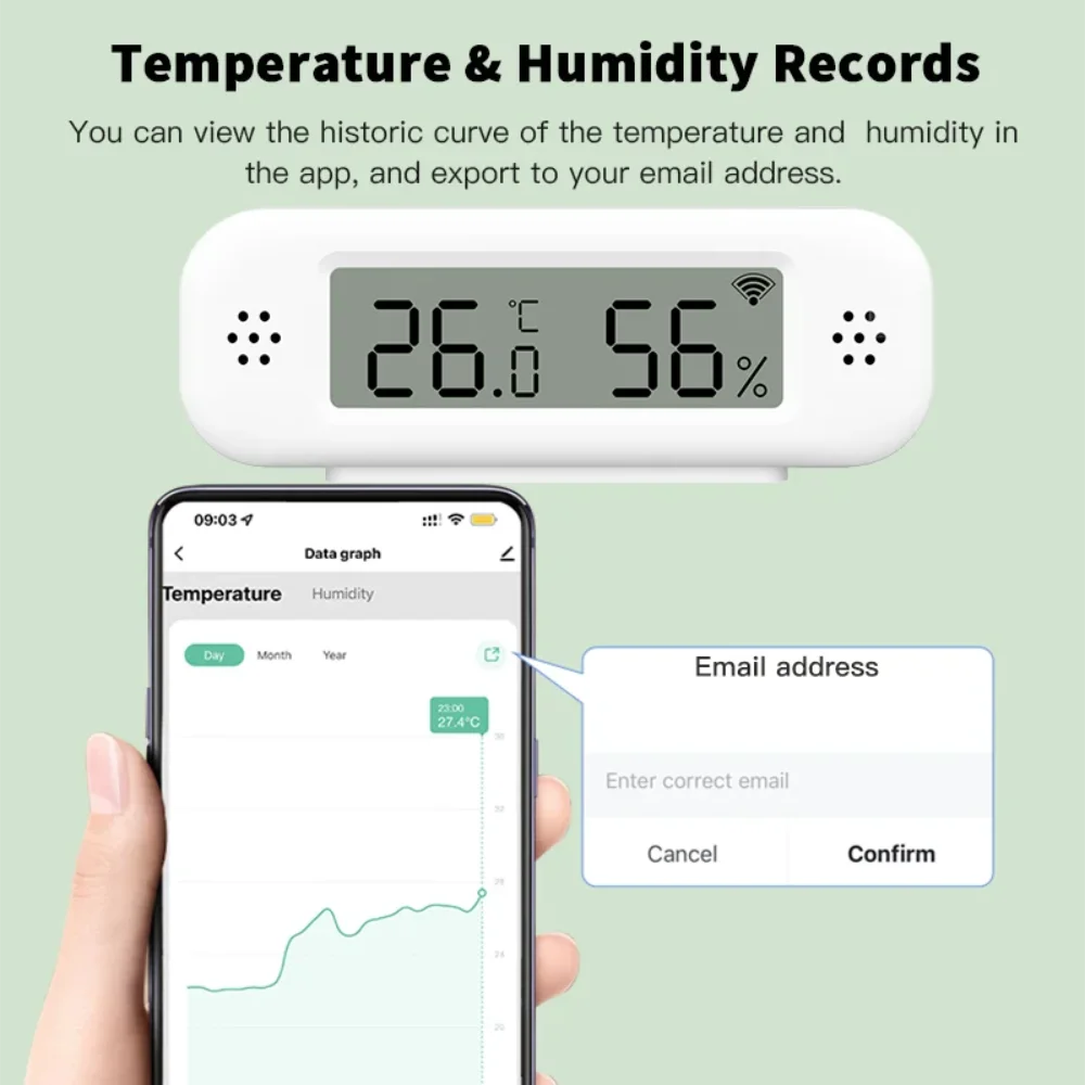 Tuya WiFi Temperature Humidity Sensor For Smart Home Thermometer Hygrometer APP Remote Control Work with Yandex SmartLife Alexa