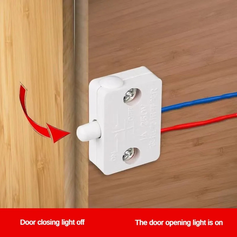 2-Pack Automatic Reset Switch, Wall Cabinet Light Switch, Household Cabinet Door Control Switch, Wardrobe Light Switch