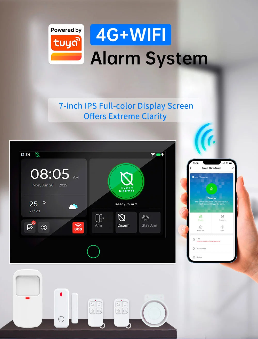 KERUI 4G/WiFi GSM Home Alarm with 7-inch IPS Large Touch Screen Panel Works with Tuya Wireless Security Alarm System Burglar