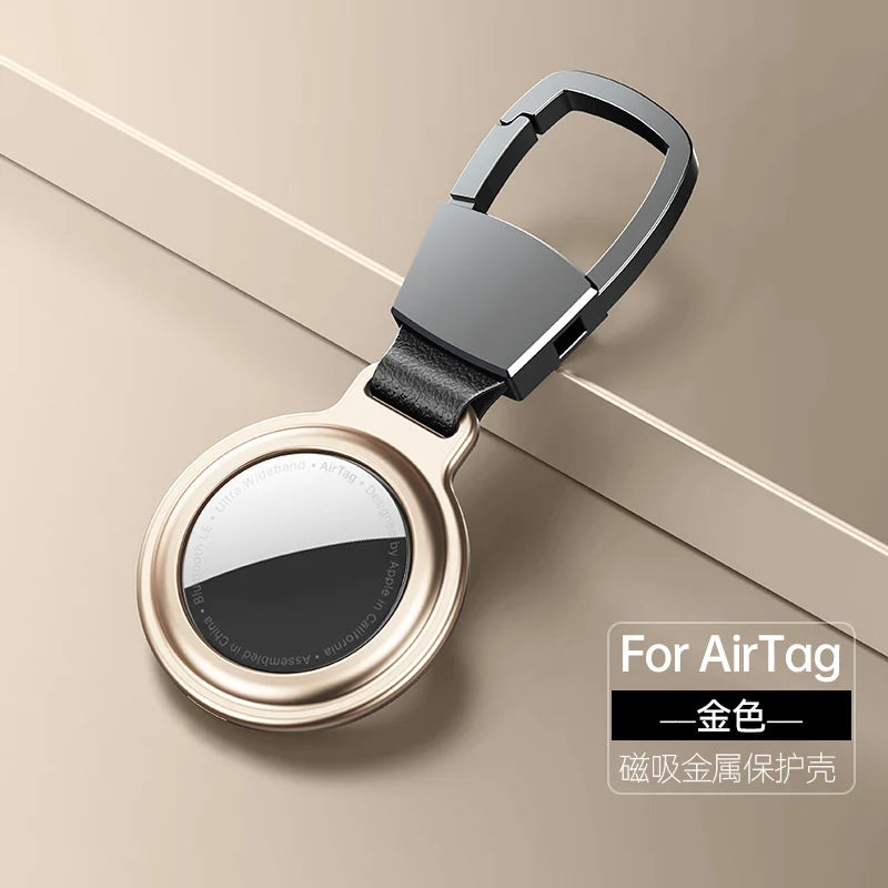 Luxury Metal Magnetic Adsorption Cover For Apple Airtag Locator Protective Sleeve Case For Air Tags Keychain Protector Bumper
