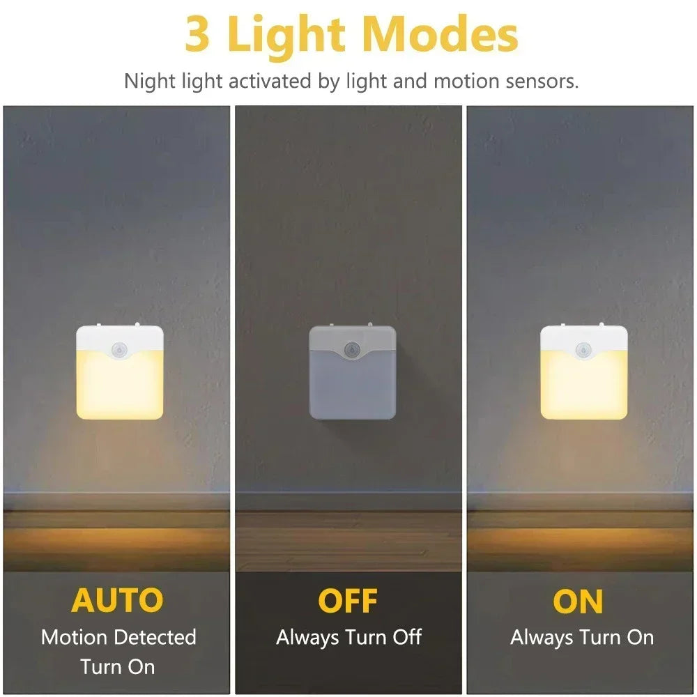 LED Night Lamp Wireless Motion Sensor Light US EU UK AU Plug Sensor Night Lamp Dimmable Lights for Bedroom Corridor Lighting