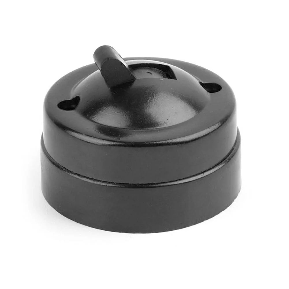 Single Control Switch Round Wall Mounted Easy Install Home Decoration Household Light Switch Retro Retro Style 220-250V Black