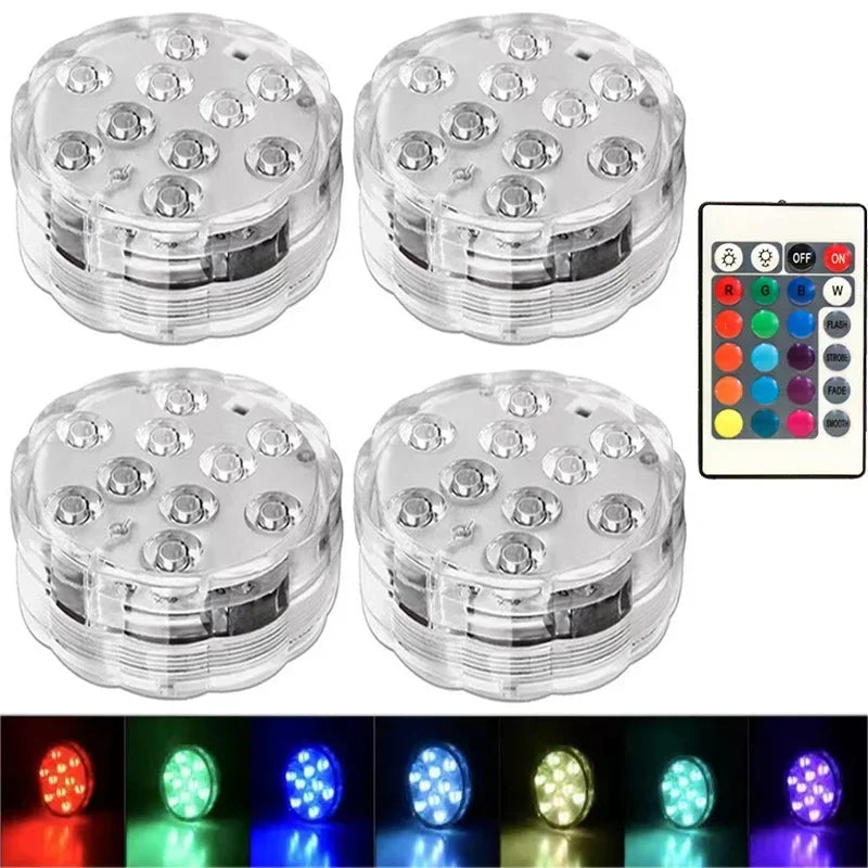 1-8 Pack Submersible LED Lights Waterproof Pool Light Underwater with 16 Colors, Remote Control for Aquarium,Vase, Bath,Hot Tub
