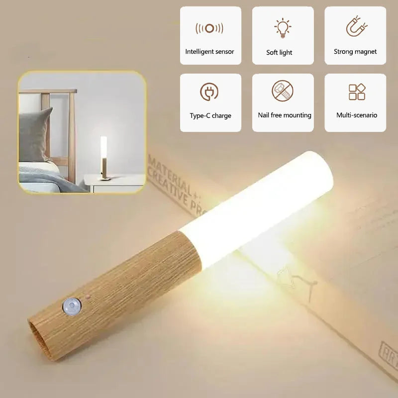 LED Night Light USB Charging Intelligent Human Induction For Bedside Cabinet Home Wardrobe Lighting Motion Sensor Light Led Lamp