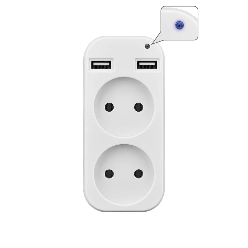 Power Strip USB Socket Adapter EU Plug AC Outlet Double Socket With 2 USB Port Fast Charging Home Office Surge Protector Adapter