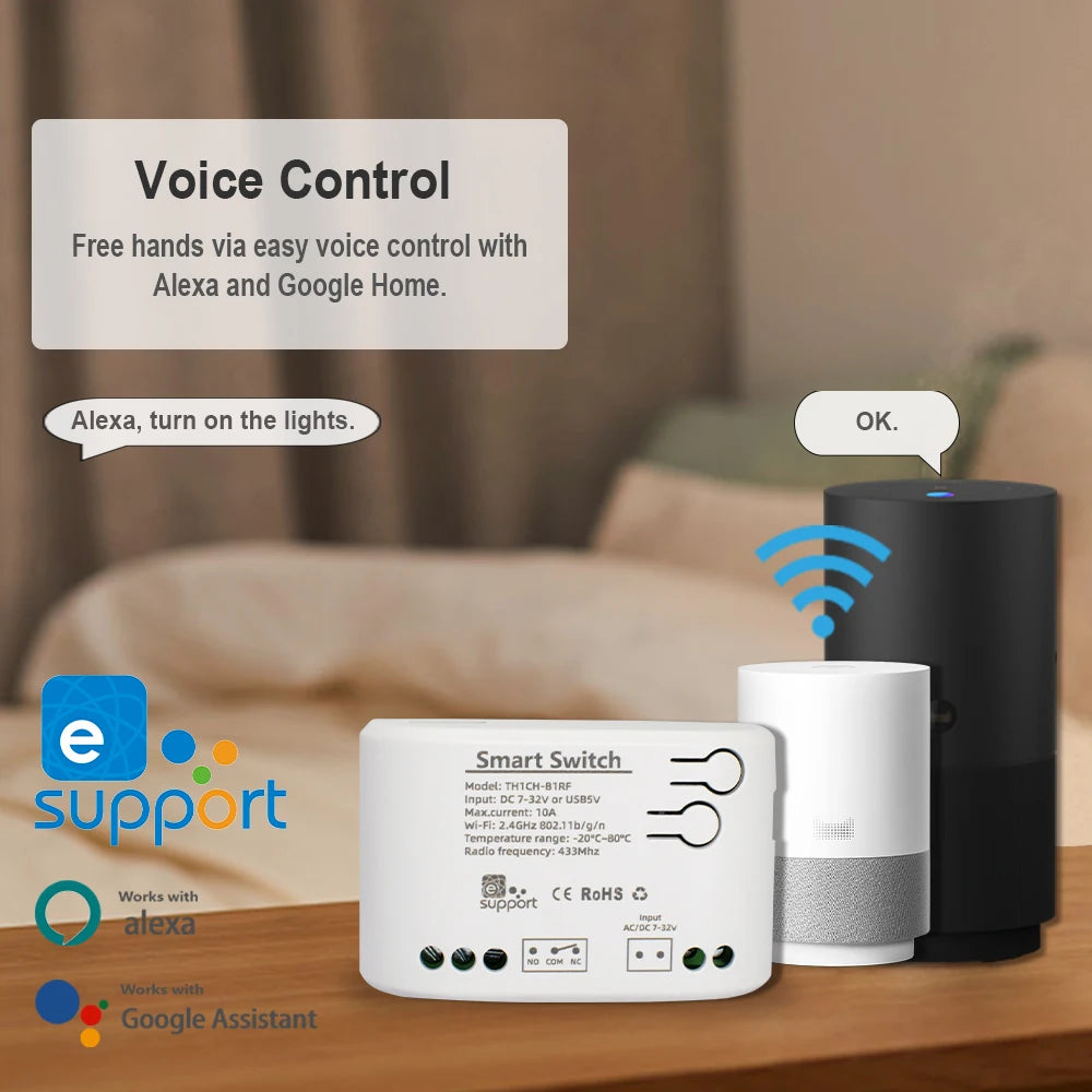 Smart Temperature Humidity Wifi Switch 10A 2000W Intelligent Monitoring Thermostat Compatible with Ewelink Alexa Google Home