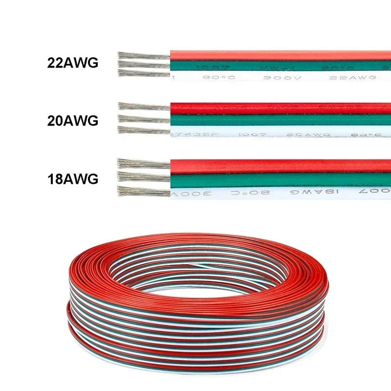 2 3 5 6 4Pin Electric Cable 22 20 18AWG PVC Tinned Copper Wire Electrical Wire For LED Strip Speaker Fan Lights Solar Panel DIY