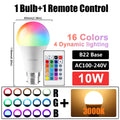 1-10pcs RGB Dimmable Bulb E27 B22 110V 220V Lamp Smart 24 Key Remote Control RGBW Light Dimming Bulbs for Livingroom