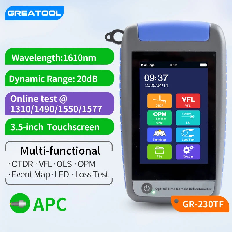 Mini Active OTDR Fiber Optic Tester Smart ODTR Optical Fiber Reflectometer Breakpoint Loss Living Test OPM VFL 1310 1550 1625nm