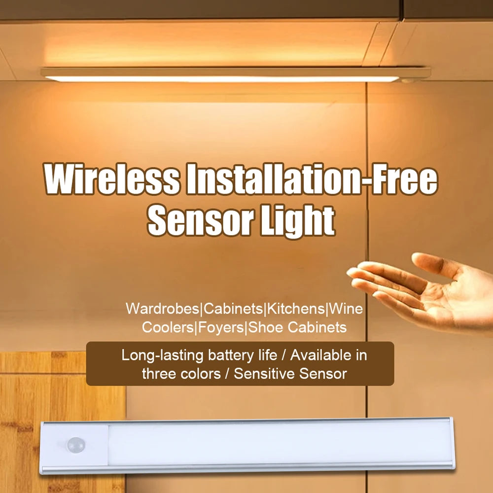 Night Light LED Motion Sensor Under Cabinet Lights USB Rechargeable Portable Lamp Lighting Bar For Bedroom Kitchen Accessories