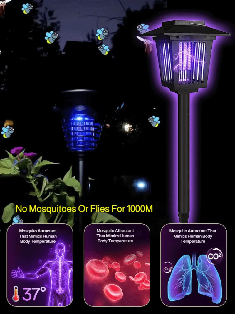 Anti-mosquito solar garden light lighting dual-purpose ground plug-in light square electronic mosquito killer light dual-purpose