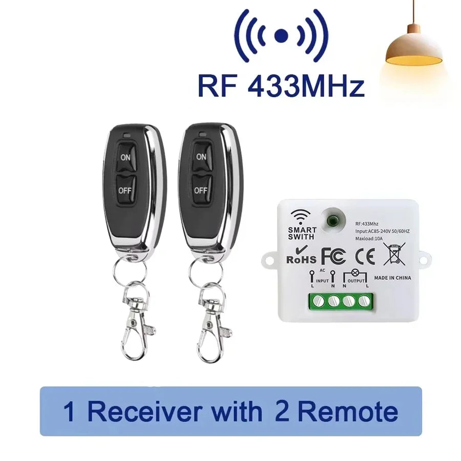 Mini Wireless Smart Light Switch with Remote Control RF 433 Mhz Relay Receiver AC 220V 110V Switch Module for Home Led Lamp Fan