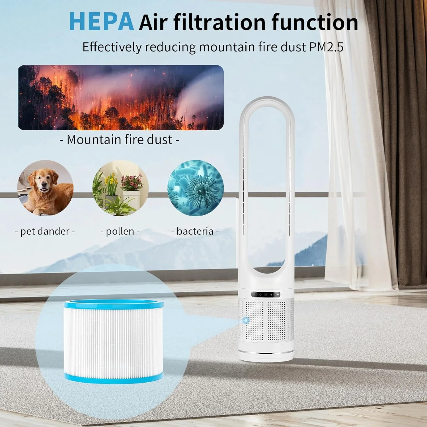 Smart Interior Modern and Luxurious Design 20W Electric air Cooling Bladeless Fan 8 Speeds