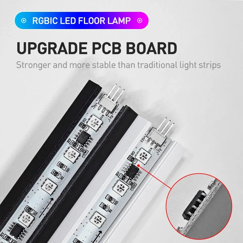 200cm White RGBIC Smart Corner Floor Lamp Tuya App & Remote ControlAdjustable Colors & Effects Modern Standing Light Home Dcorat