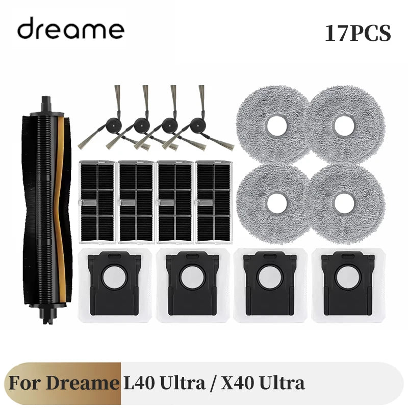 For Dreame L40 Ultra / X40 Ultra Vacuum Cleaner Accessories Main Side Brush HEPA Filter Mop Cloths Dust Bag Spare Parts