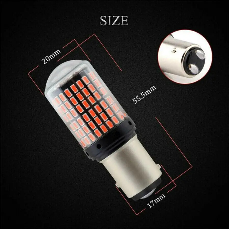 2x Car P21W BAY15D 1157 LED Canbus Lights 3014 144SMD Error Free Bulb Red Lamp New