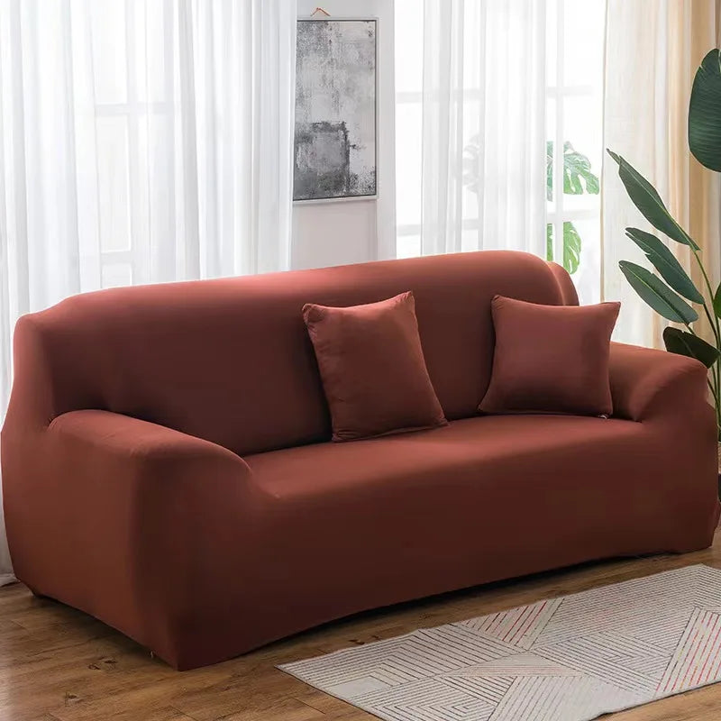 Solid Color 1/2/3/4 Seat Sofa Cover Stretch Milk Silk Fabric Couch Covers for Living Room Sectional Corner Settee Slipcovers 1PC