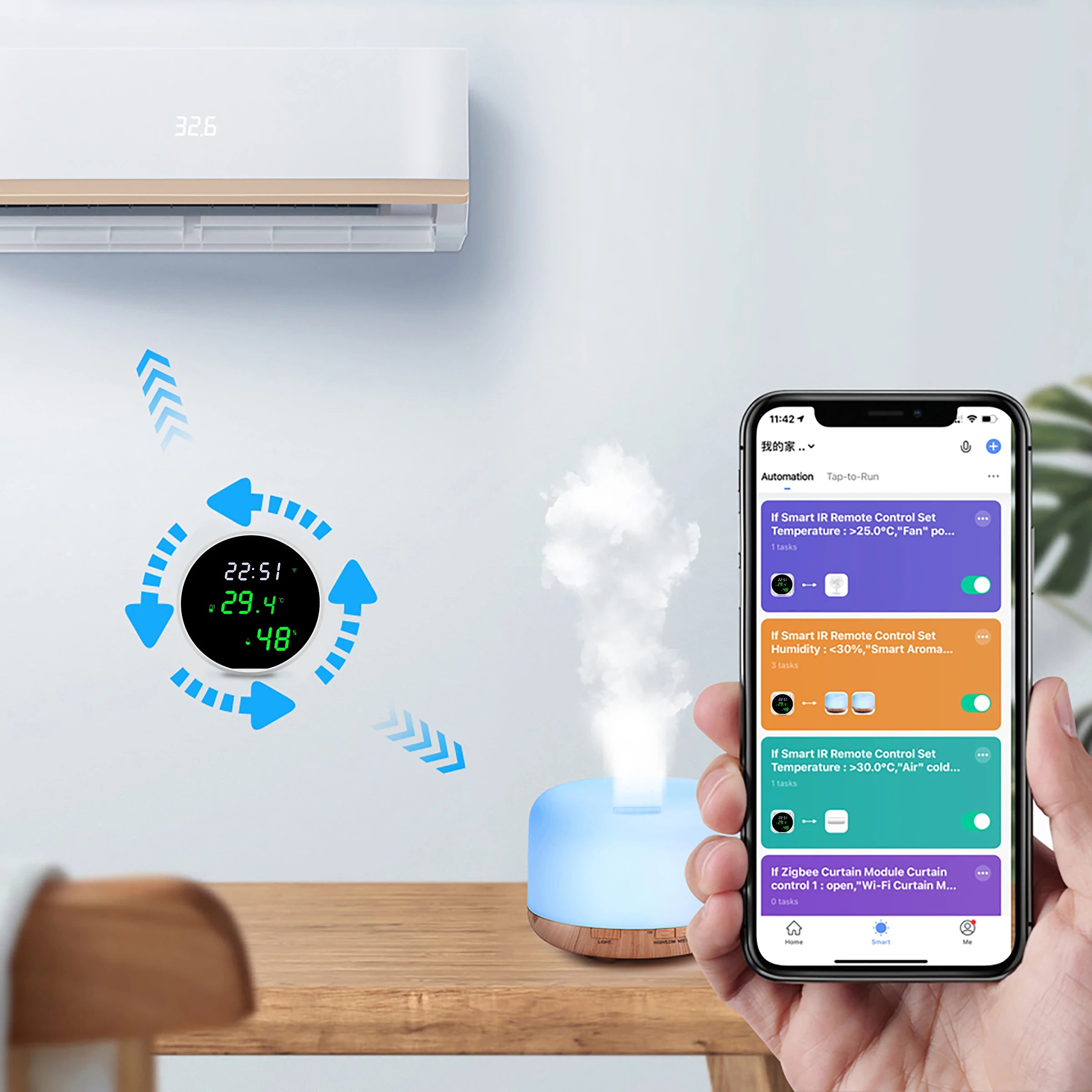 Tuya USB Smart Temperature Humidity Sensor WiFi APP Remote Monitor for Smart Home Smart Life, Works With Alexa, Google Assistant