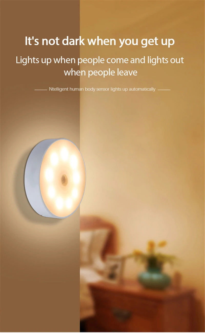 LED Night Lamp Human Body Sensor Automatic Lighting Type-C Charging Wireless Magnetic Magentic Night Light Smart Light Bathroom