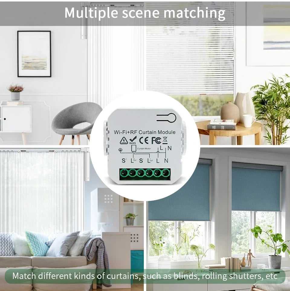 Wifi Smart Switch with RF 433Mhz Remote Tuya Smart Life Alexa Google App Voice Control Roller Blinds Shutters Projector Screen