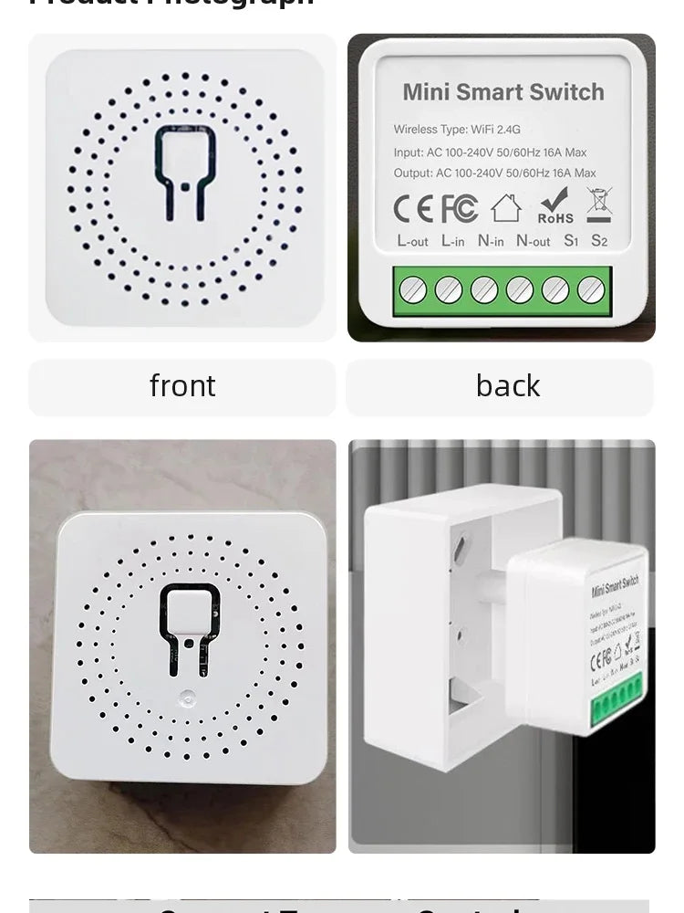 For Tuya Mini Smart WiFi Switch 16A Zigbee DIY Light Smart Switch Relay Breaker Automation Module 2-way Control Home Assistant