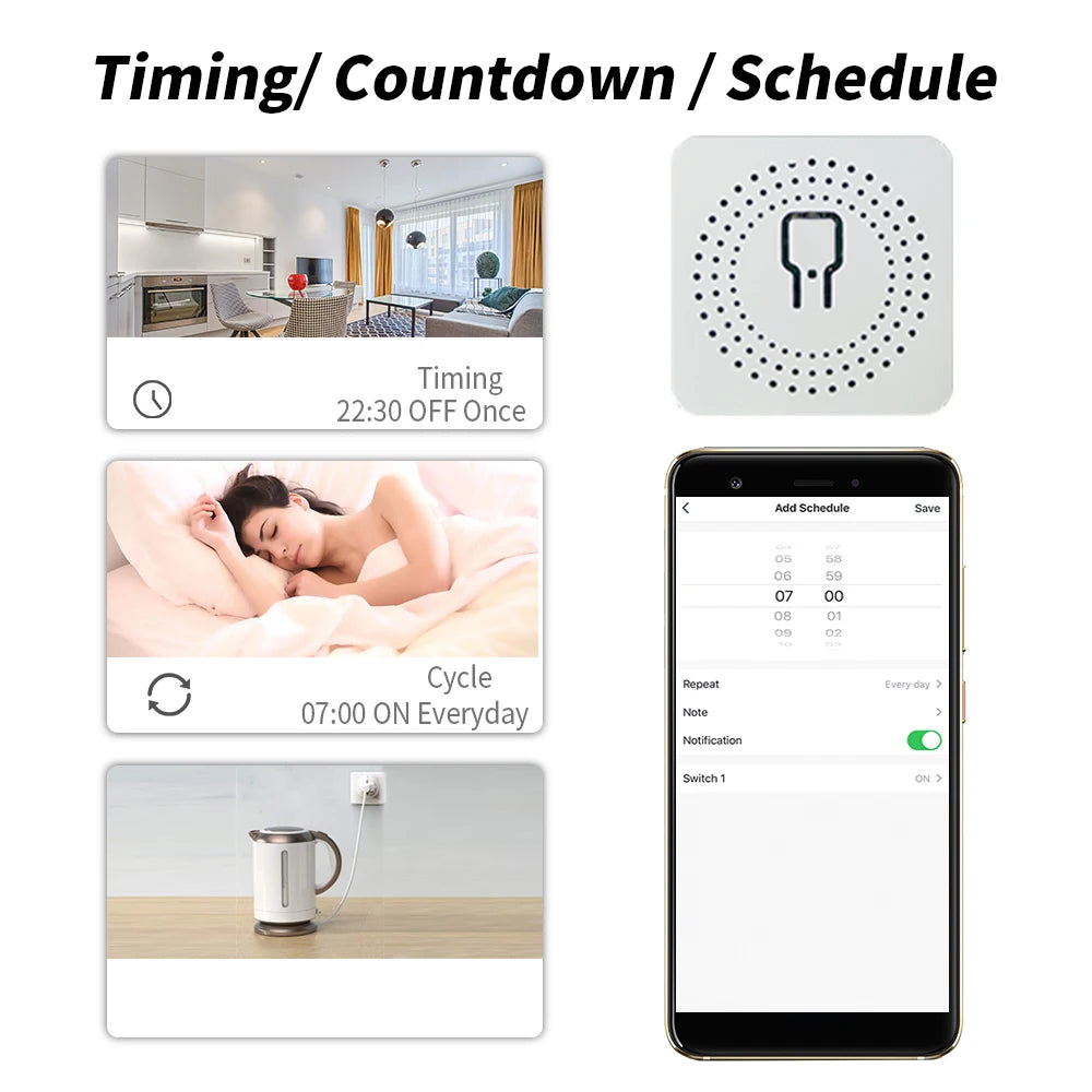 SIXWGH MiNi WiFi Smart Switch Cozylife App Remote Control Timer Home Improvement 2 way Relay Work with Google Home Aleax