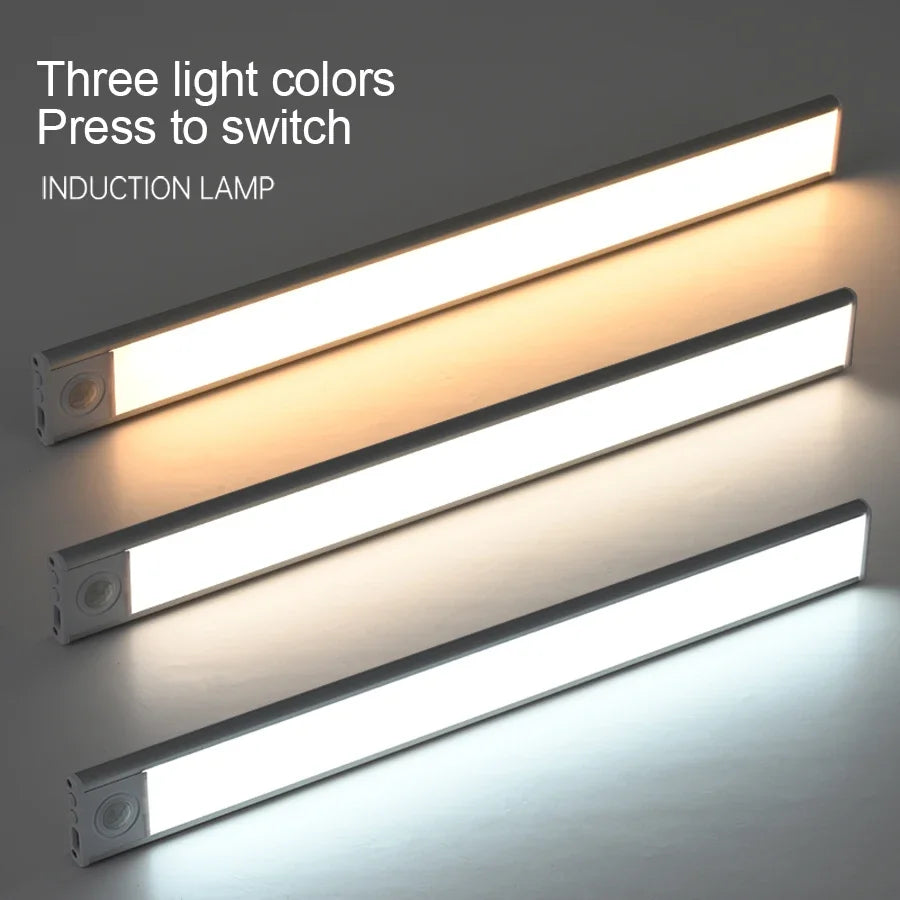 Night Light TYPE-C USB Lights Motion Sensor LED Three colors in one Lamp For Kitchen Cabinet Bedroom Wardrobe Indoor Lighting