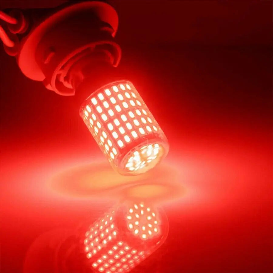 2x Car P21W BAY15D 1157 LED Canbus Lights 3014 144SMD Error Free Bulb Red Lamp New