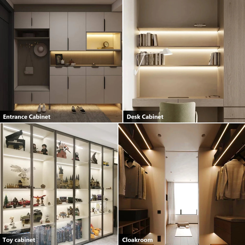 Zigbee Smart Under Cabinet COB LED Strip Dimmable Light Bookcase Wardrobe Closet Tuya Lamp Tape App Remote Control Wifi Lights
