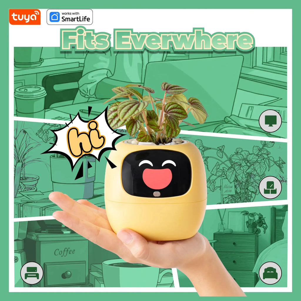 Gen1 Tuya Ivy Smart Planter,Endless Fun Over 49 Rich Expressions,7 smart sensors,AI Chips Make Raising Plants Easy and Fun