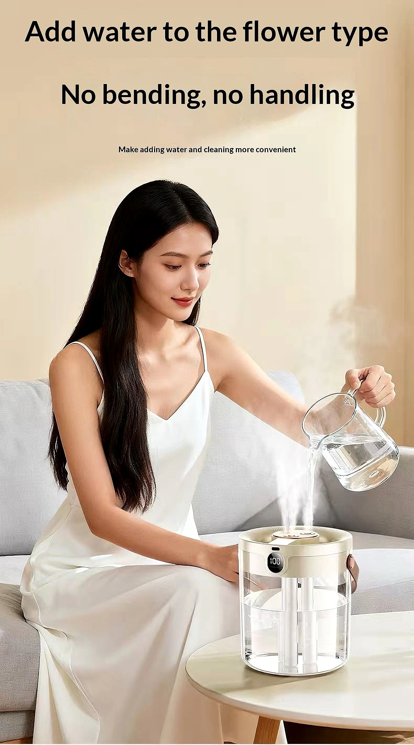 Smart 3 Spray Humidifier Digital Display Silent Large Volume Air Purifier Night Light Portable Desktop Home Bedroom Humidifier