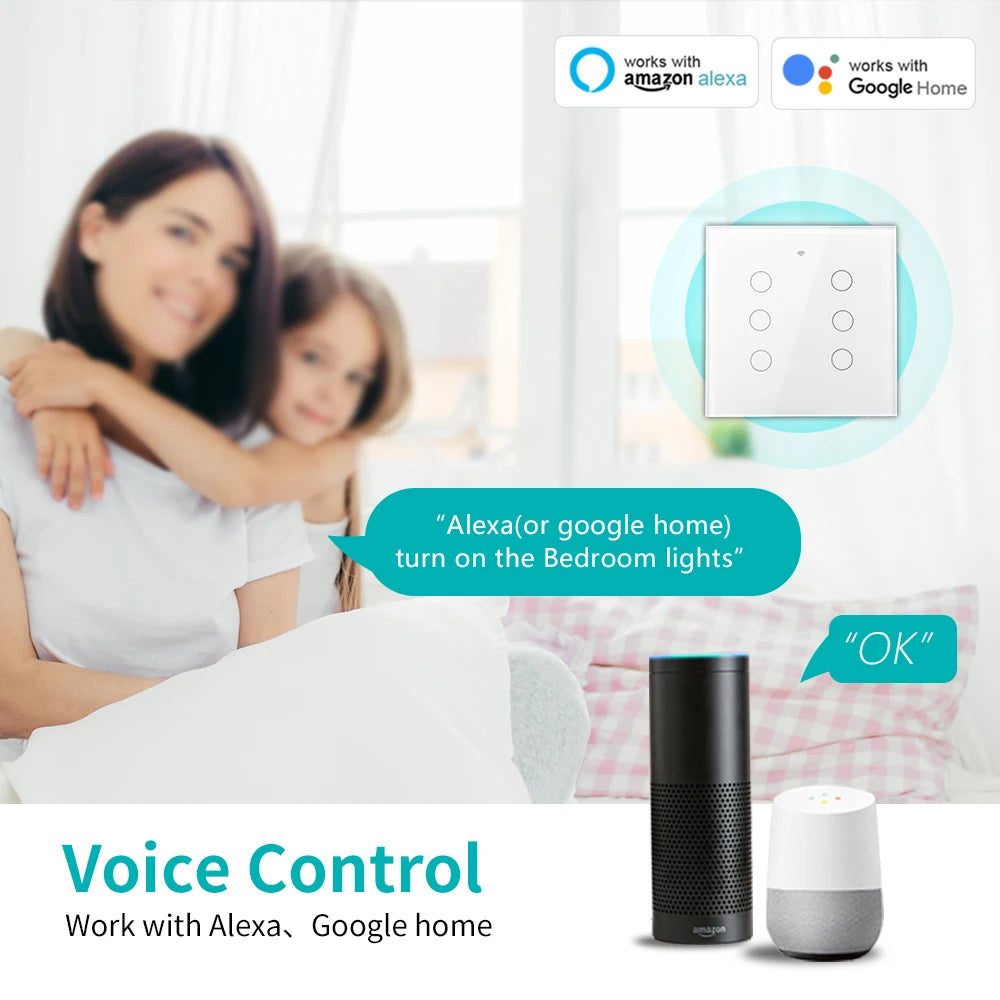 AlexXi Zigbee 4x4 Brazil Touch Sensor Glass Panel Light Switch Tuya Smart Life App 4/6/8 Gang Remote by Alexa Dot Google Home