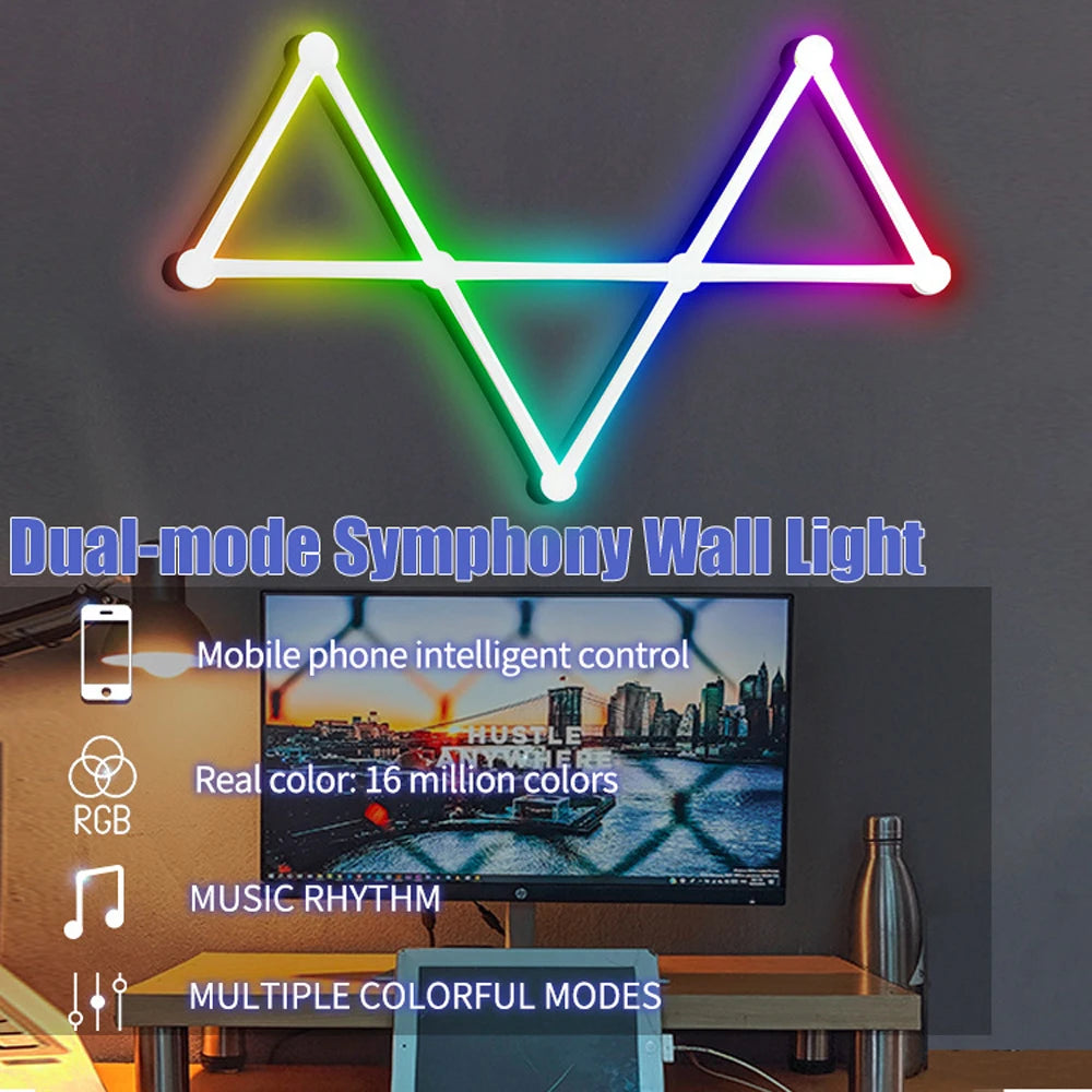 RGB LED Wall Lamp Smart WIFI APP DIY Free Splicing Atmosphere Night Light Music Rhythm TV Backlight Bedroom Game Room Decor Lamp