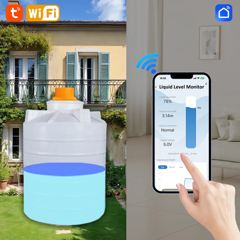 ME201W Smart Home High Accuracy WIFI Remote Ultrasonic Water Tank Level Meter Sensor Wireless Water Level Sensors