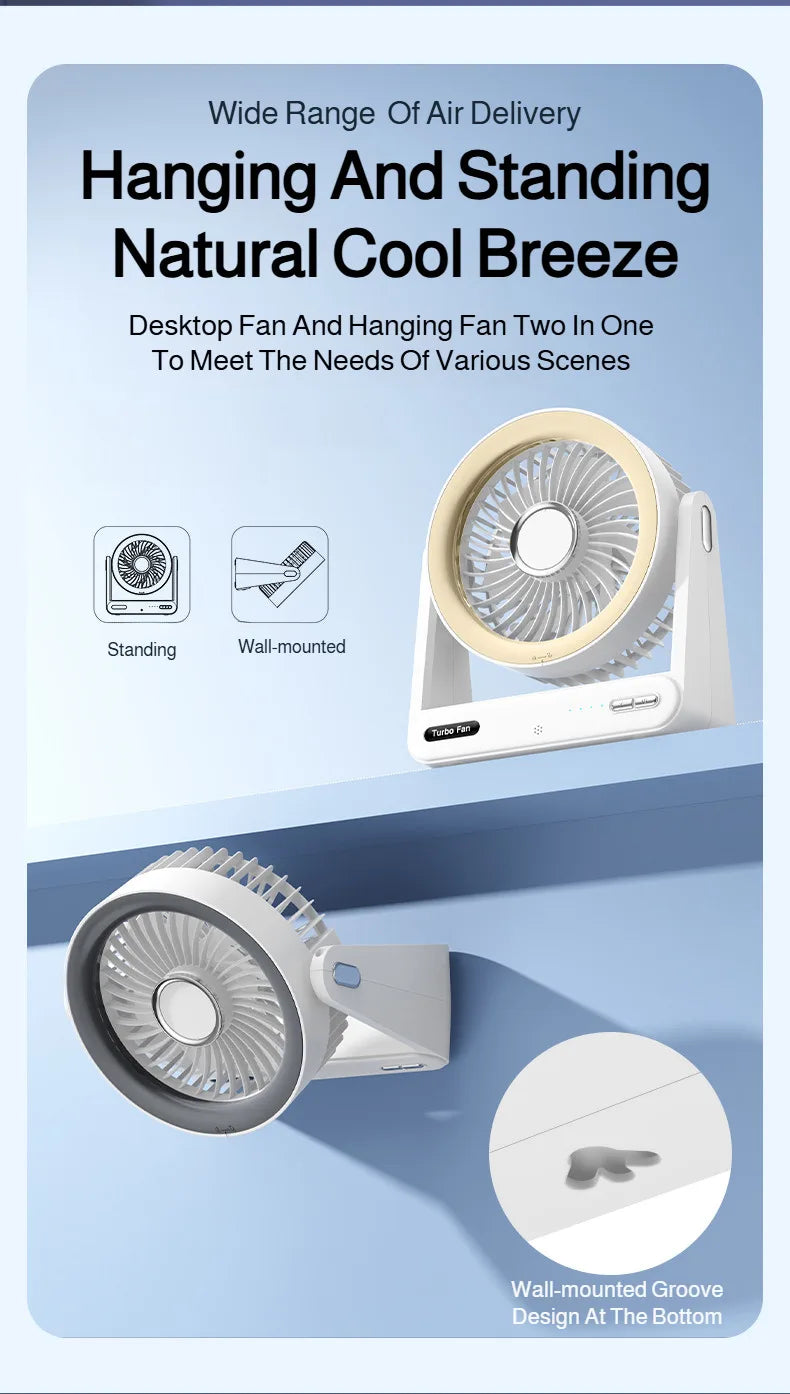 Smart Voice Control Desk Fan with Timer Wall Mountable Mini Circulation Fan for Home and Office Use
