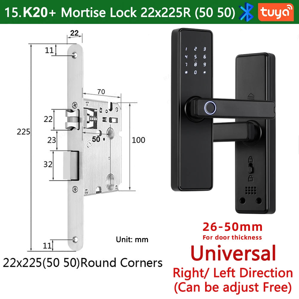 CDOK K20-Tuya Bluetooth door lock, multiple unlocking methods, suitable for office/apartment/B&B/bedroom doors