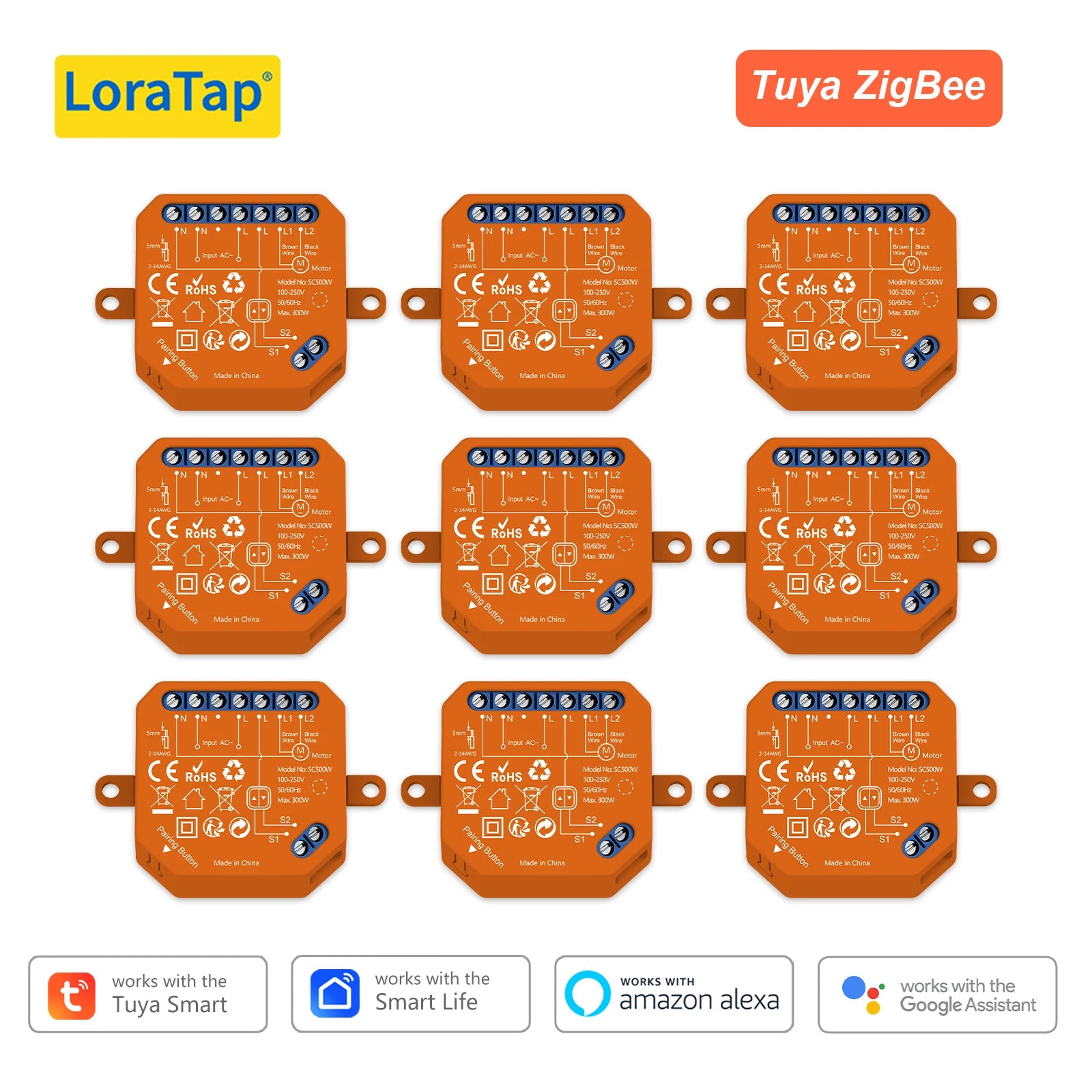 LoraTap ZigBee Blinds Sunshade Roller Shutter Switch Module For Motor Tuya Smart Life Percentage Control Timer Google Home Alexa