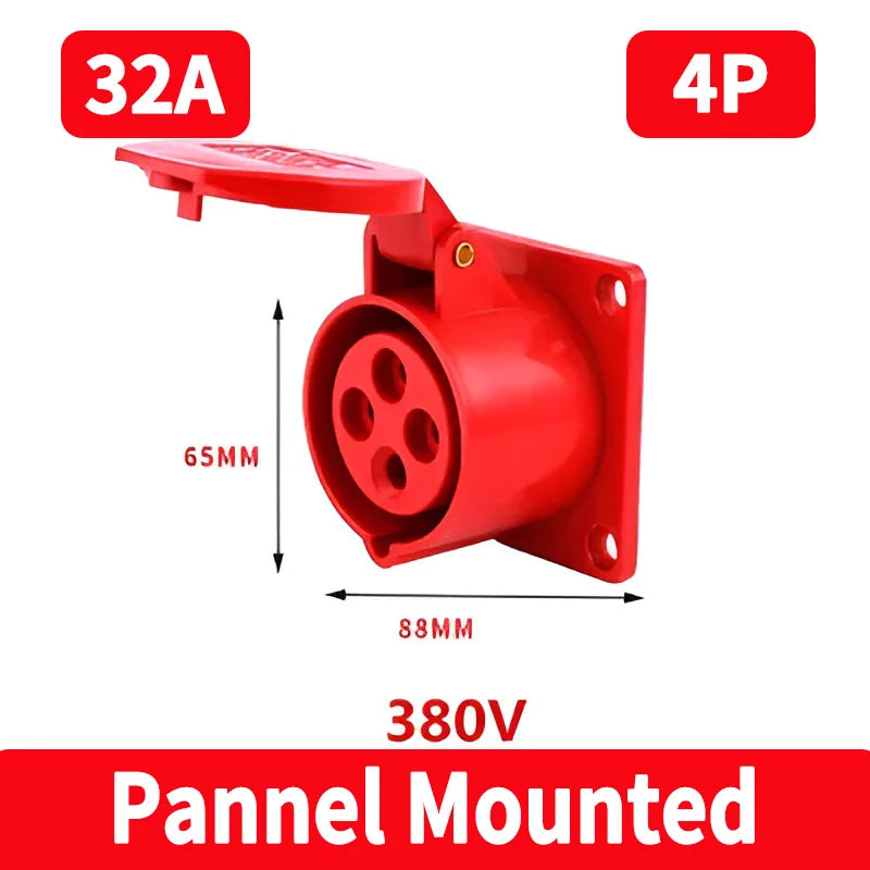 IP44 Industrial Plug and Socket Waterproof Connector 3PIN 4PIN 5PIN 16A/32A  Waterproof Electrical Connection Wall Mount Socket