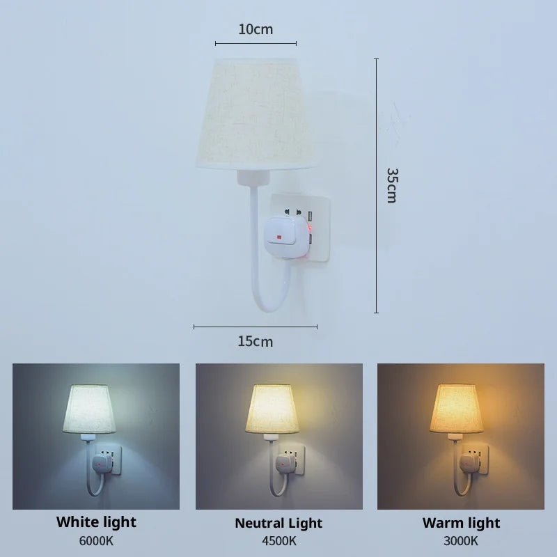 Remote Control Led Night Light Plug-in Eye Protection Sleep Soft Light Confinement Baby Feeding Wall Lamp Bedroom Bedside Lamp