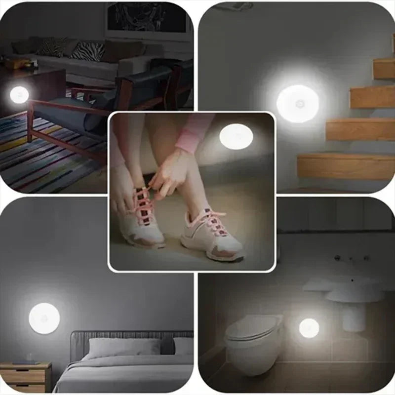 Motion Sensor Puck Lights LED Wireless USB Rechargeable Operated Under Cabinet Lighting on Shelf Display Closet Counter Light