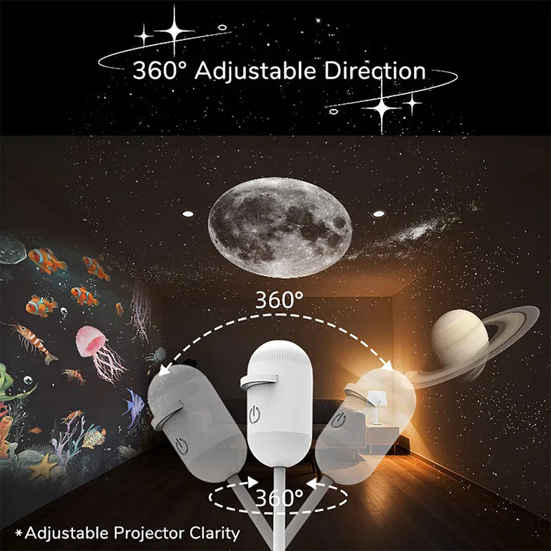 Wireless Galaxy Projection Led Night Light Rechargeable Wall Atmosphere Lamp For Car, Living Room Bedroom Home Decor Lighting