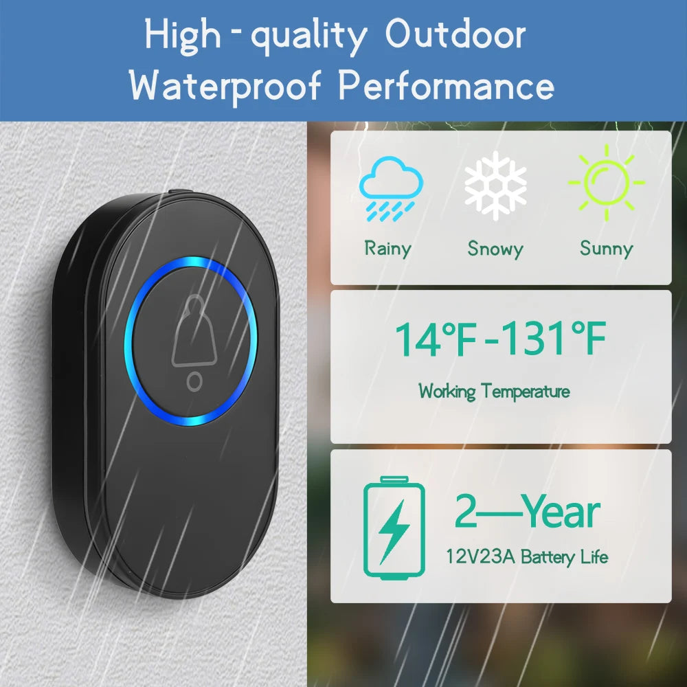 Waterproof Wireless Doorbell Home Welcome Smart Home Door bell 150m Remote Smart Bell Chime EU UK US Plug Optional