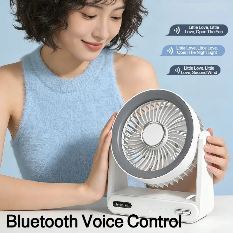 Smart Voice Control Desk Fan with Timer Wall Mountable Mini Circulation Fan for Home and Office Use