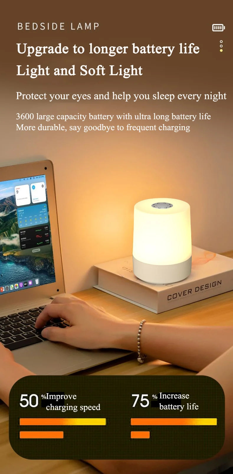 Touch Night Lamp USB LED Lamp Remote Control Switch Rechargeable Three Colors Lights Bedroom Portable Table Bedside Night Lamp